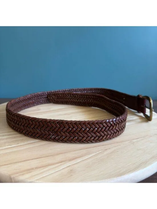 Polo Ralph Lauren Womens Braided Leather Belt With Brass Buckle Size 32 - Picture 12 of 16